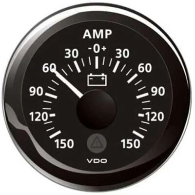 Vdo Amperímetro Redondo De Escala única De Línea De Visión De 60 Mv 150a Black 52 mm Vdo Amperímetro Redondo De Escala única De Línea De Visión De 60 Mv 150a Black 52 mm