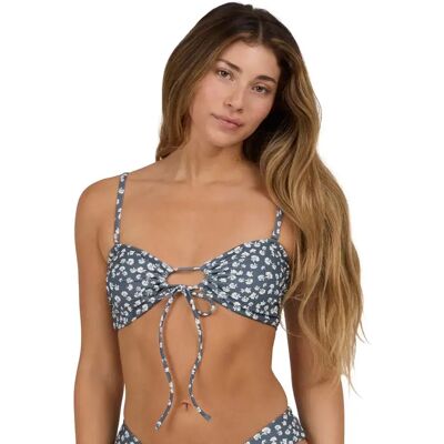Salty Crew Top De Bikini Falling Floral Bandeau Fin Blue M Salty Crew Top De Bikini Falling Floral Bandeau Fin Blue M