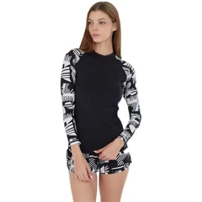 Fundango Rash Guard Manga Larga Joyce Black Pattern S Fundango Rash Guard Manga Larga Joyce Black Pattern S