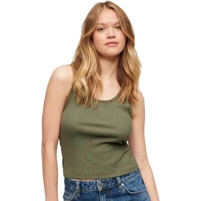 Superdry Camiseta Sin Mangas Vintage Lace Trim Dusty Olive Green Marl XS-S Superdry Camiseta Sin Mangas Vintage Lace Trim Dusty Olive Green Marl XS-S