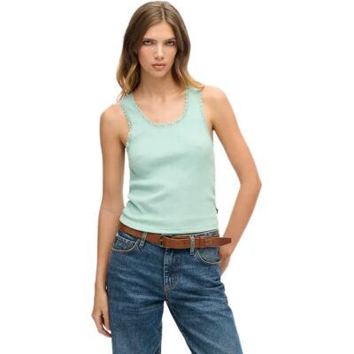 Superdry Camiseta Sin Mangas Vintage Lace Trim Minted Green Marl XS-S Superdry Camiseta Sin Mangas Vintage Lace Trim Minted Green Marl XS-S