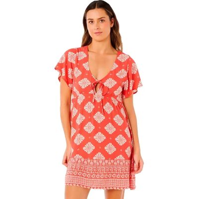 Rip Curl Vestido Corto De Manga Corta Ventura Tiered Red S Rip Curl Vestido Corto De Manga Corta Ventura Tiered Red S