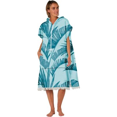 Ocean & Earth Toalla Palm Zip Front Hooded Poncho Blue One Size Ocean & Earth Toalla Palm Zip Front Hooded Poncho Blue One Size