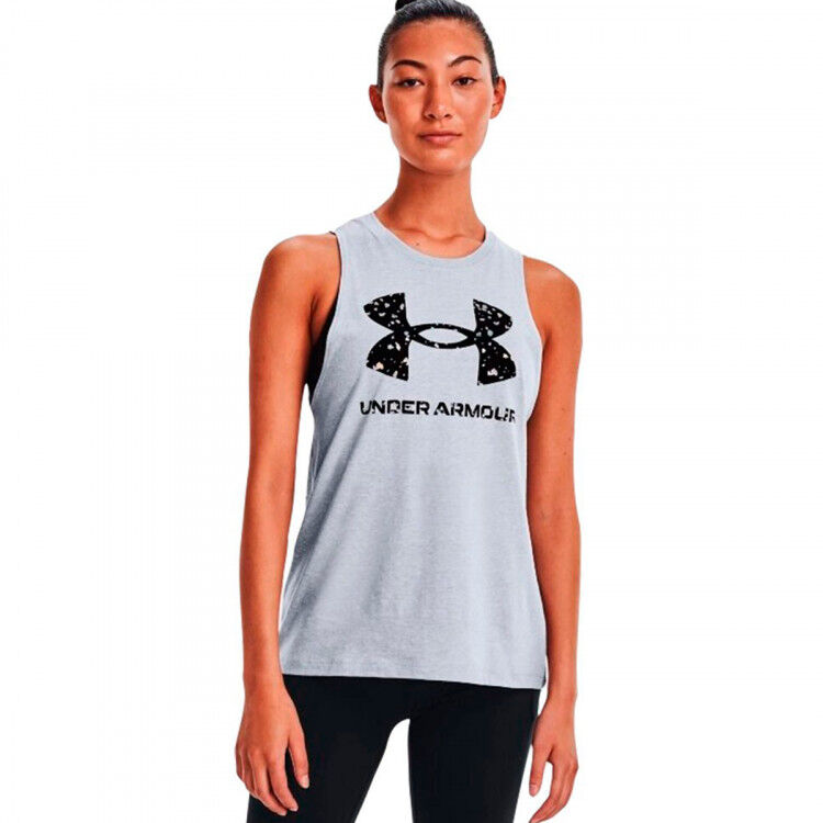 Under Armour - Top UA Live Sportstyle Graphic Mujer, Mujer, Mod Gray Light Heather-Black, XL