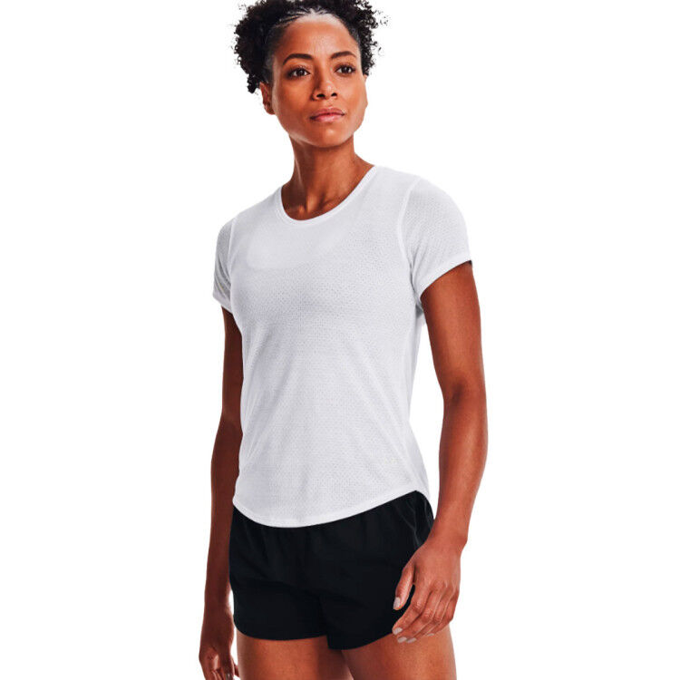 Under Armour - Camiseta Streaker Run Short Sleeve Mujer, Mujer, White-Reflective, XS