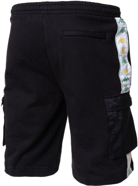 Kappa - Pantalón corto 222 Banda Sancio, Hombre, Black-White-Green Dusty, M