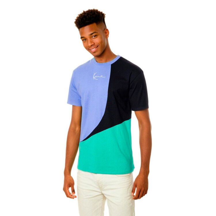 Karl Kani - Camiseta Woven Signature Block, Hombre, Pruple-Green-Black, XS