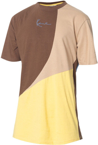 Karl Kani - Camiseta Woven Signature Block, Hombre, Brown-Light Yellow-Sand, XS