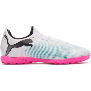 Puma - Bota de fútbol Future 7 Play Turf, Unisex, White-Black-Poison Pink, 9.5 UK