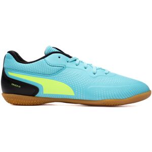 Puma - Zapatilla de fútbol sala Truco III Niño, Unisex, Team Aqua-Speed Green-Black, 4 UK