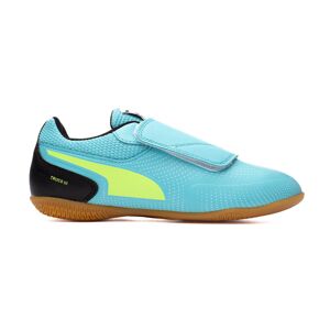 Puma - Zapatilla de fútbol sala Truco III Cinta Adhesiva Niño, Unisex, Team Aqua-Speed Green-PUMA Black, 2.5 UK