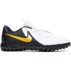 Nike - Bota de fútbol Phantom GX II Academy Turf Niño, Unisex, White-Black-Mtlc Gold Coin, 4Y