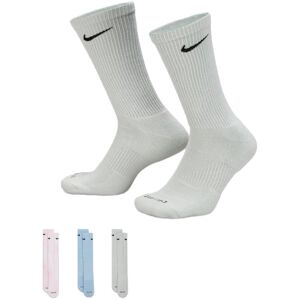 Nike - Calcetines Everyday Plus Cushioned Crew (3 Pares), Unisex, Light Silver-Black-Cobabliss-Black-Pink, L