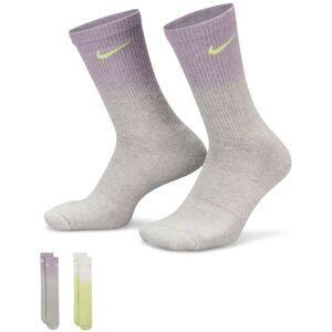 Nike - Calcetines Everyday Plus Cushioned Crew (2 Pares), Unisex, Grey Heather Lilac BloomLemon Twist-Summ, L