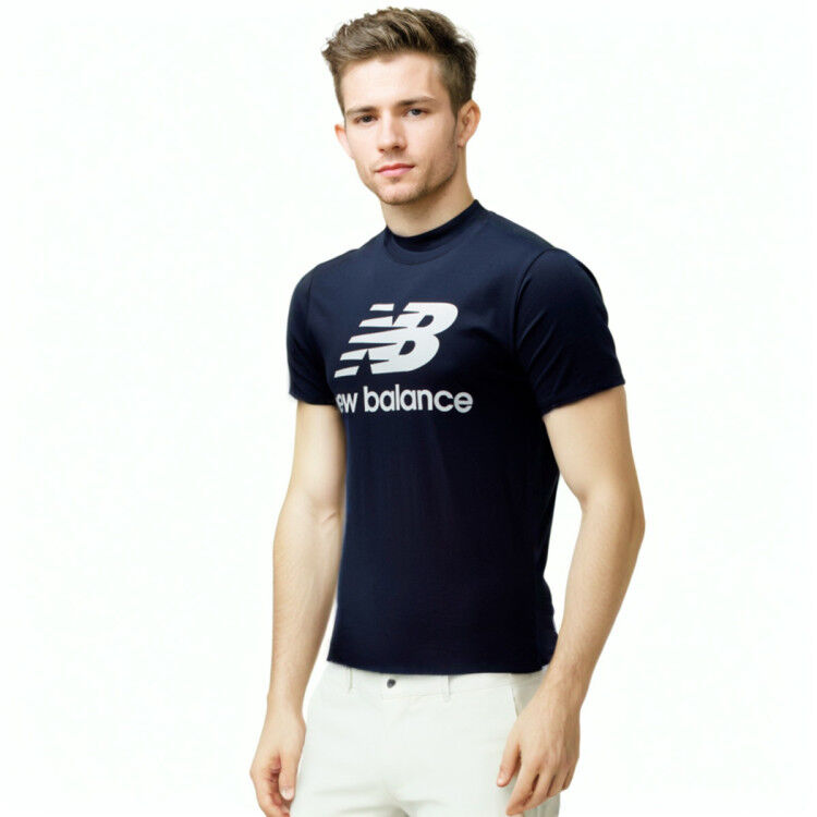 New Balance - Camiseta Essentials Stacked Logo, Hombre, Black, S