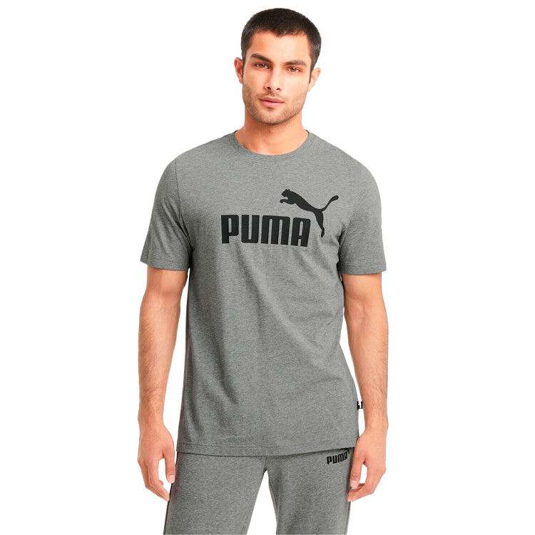 Puma - Camiseta Essentials Logo, Hombre, Medium Gray Heather, M