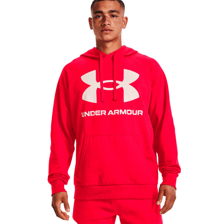 Under Armour - Sudadera UA Rival Fleece Big Logo Hoodie, Hombre, Red-Onyx White, S