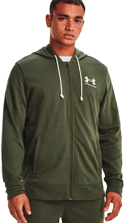 Under Armour - Sudadera UA Rival Terry Left Chest Full-zip Hoodie, Hombre, Marine Green-Onyx White, L