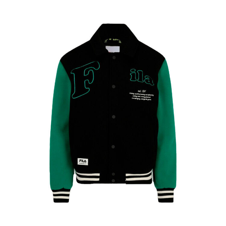 FILA - Cazadora Tehran College Jacket, Hombre, Black-Verdant Green, S