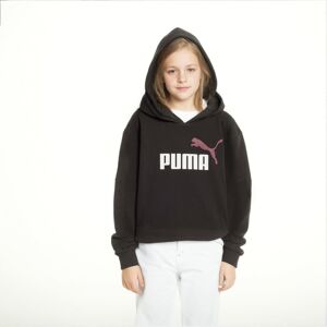 Puma - Sudadera Essentials Logo Cropped Niño, Unisex, Black-Peach Smoothie, 152 cm