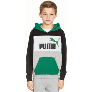 Puma - Sudadera Essentials Block Niño, Unisex, White-Black-Silver, 164 cm