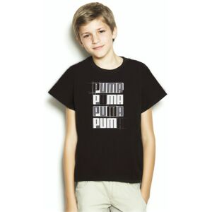 Puma - Camiseta Essentials + Logo Lab Niño, Unisex, White-Black-Gold, 128 cm