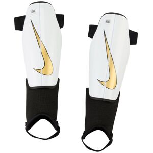 Nike - Espinillera Charge Guard Niño, Unisex, White-Black-Metallic gold coin, L