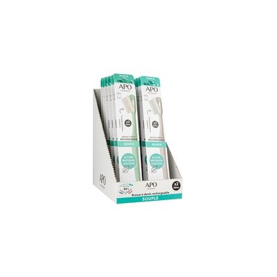 Cepillo de dientes recargable suave (1 mango + 2 cabezales) x12 12 unidades - APO Cepillo de dientes recargable suave (1 mango + 2 cabezales) x12 12 unidades - APO