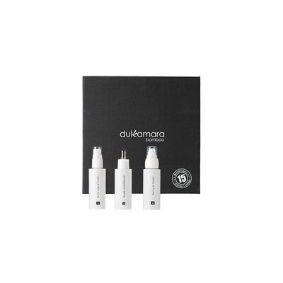 Pack Dulkamara 15 aniversario. Leche virginal bambú + Savias de bambú + Aceite revitalizante 30 ml + 30 ml +30 ml - Dulkamara Pack Dulkamara 15 aniversario. Leche virginal bambú + Savias de bambú + Aceite revitalizante 30 ml + 30 ml +30 ml - Dulkamara