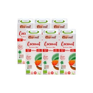 Ecomil Bebida de coco Bio sin azúcar 6 unidades de 1L (Coco) - Ecomil
