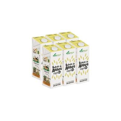 Soria Natural Pack de bebida de arroz integral orgánico - Vegano, 6 x 1L Soria Natural Pack de bebida de arroz integral orgánico - Vegano, 6 x 1L