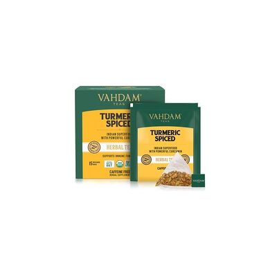 Tisana de hierbas aromáticas con cúrcuma 30 bolsitas infusoras - Vahdam Teas Tisana de hierbas aromáticas con cúrcuma 30 bolsitas infusoras - Vahdam Teas