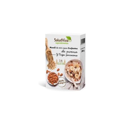 3 x Muesli mini copos crujientes trigo sarraceno y avena 300 g - Salud Viva 3 x Muesli mini copos crujientes trigo sarraceno y avena 300 g - Salud Viva