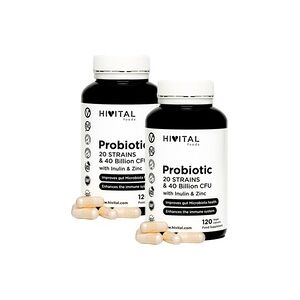Hivital Pack Probiótico 20 cepas 40 mil millones UFC 2 unidades de 120 cápsulas - Hivital