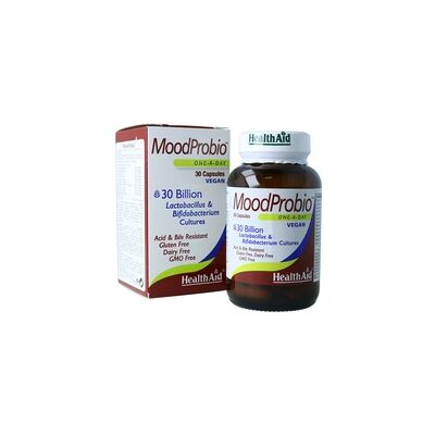 Health Aid MoodProbio 30 Mil millones de Cápsulas Probióticas - Para el Estado de Ánimo y la Salud Intestinal Health Aid MoodProbio 30 Mil millones de Cápsulas Probióticas - Para el Estado de Ánimo y la Salud Intestinal