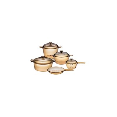 Set amber 5 piezas 1 cazo, 2 ollas, 1 cazuela y 1 sartén 5 unidades - Visions Set amber 5 piezas 1 cazo, 2 ollas, 1 cazuela y 1 sartén 5 unidades - Visions