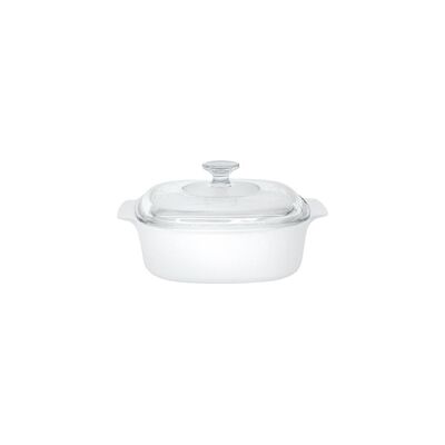 Cazuela cuadrada blanca con tapa de cristal 2 L 1 unidad - CorningWare Cazuela cuadrada blanca con tapa de cristal 2 L 1 unidad - CorningWare