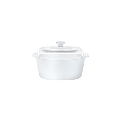 Cazuela cuadrada blanca con tapa de cristal 5 L 1 unidad - CorningWare Cazuela cuadrada blanca con tapa de cristal 5 L 1 unidad - CorningWare