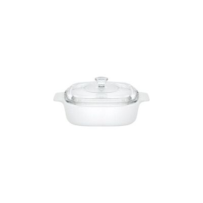 Cazuela cuadrada blanca con tapa de cristal 1 L 1 unidad - CorningWare Cazuela cuadrada blanca con tapa de cristal 1 L 1 unidad - CorningWare