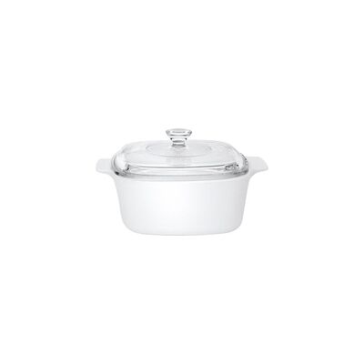 Cazuela cuadrada blanca con tapa de cristal 1,5 L 1 unidad - CorningWare Cazuela cuadrada blanca con tapa de cristal 1,5 L 1 unidad - CorningWare