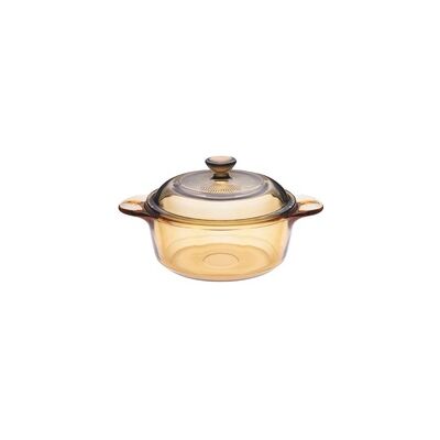 Cazuela de cristal amber con tapa de cristal 0,8L 1 unidad - Visions Cazuela de cristal amber con tapa de cristal 0,8L 1 unidad - Visions