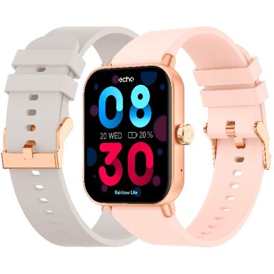 Reloj inteligente ECHO Rainbow Lite rosa + correa gris Reloj inteligente ECHO Rainbow Lite rosa + correa gris
