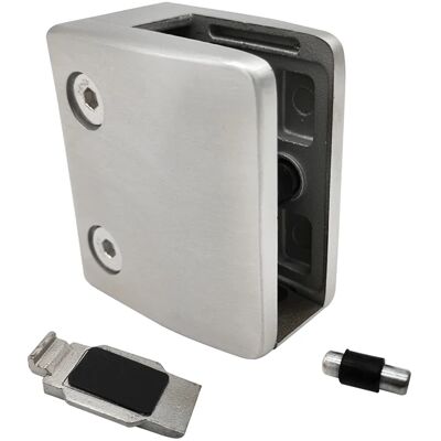 PSG Soporte para vidrio 12-17,52 mm ménsula y pin 65x55x37 mm AISI 304 sistema plano satinado PSG Soporte para vidrio 12-17,52 mm ménsula y pin 65x55x37 mm AISI 304 sistema plano satinado