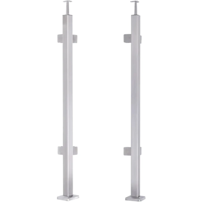 PSG Poste de barandilla esquinero 40x40x1060/1100mm 4 soportes para vidrio AISI 304 PSG Poste de barandilla esquinero 40x40x1060/1100mm 4 soportes para vidrio AISI 304