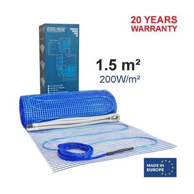 Malla Calefactora Para Suelo Radiante Eléctrico 1,5 M², 200 W/m², 300 W, Grand Meyer Malla Calefactora Para Suelo Radiante Eléctrico 1,5 M², 200 W/m², 300 W, Grand Meyer