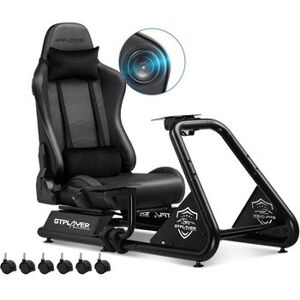 Cockpit De Simulación Gtplayer Para Juegos De Carreras, Soporte Para Volante Y Pedales Con Altavoces Integrados, Negro Cockpit De Simulación Gtplayer Para Juegos De Carreras, Soporte Para Volante Y Pedales Con Altavoces Integrados, Negro