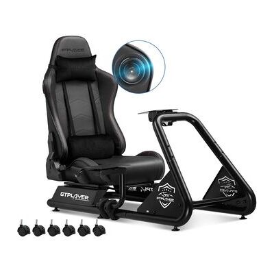 Cockpit De Simulación Gtplayer Para Juegos De Carreras, Soporte Para Volante Y Pedales Con Altavoces Integrados, Negro Cockpit De Simulación Gtplayer Para Juegos De Carreras, Soporte Para Volante Y Pedales Con Altavoces Integrados, Negro