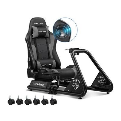 Cockpit De Simulación Gtplayer Para Juegos De Carreras, Soporte Para Volante Y Pedales Con Altavoces Integrados, Gris Cockpit De Simulación Gtplayer Para Juegos De Carreras, Soporte Para Volante Y Pedales Con Altavoces Integrados, Gris