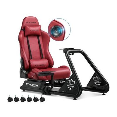 Cockpit De Simulación Gtplayer Para Juegos De Carreras, Soporte Para Volante Y Pedales Con Altavoces Integrados, Burdeos Cockpit De Simulación Gtplayer Para Juegos De Carreras, Soporte Para Volante Y Pedales Con Altavoces Integrados, Burdeos