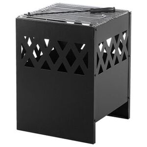 BELIANI Brasero Chimenea De Acero Negro Cuadrado Para Jardín Shiga BELIANI Brasero Chimenea De Acero Negro Cuadrado Para Jardín Shiga